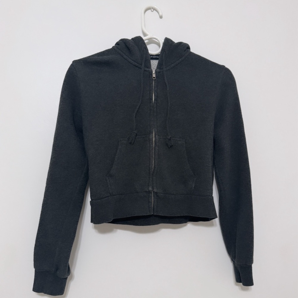 Brandy Melville, Dark Gray, cropped jacket/hoodie, one size